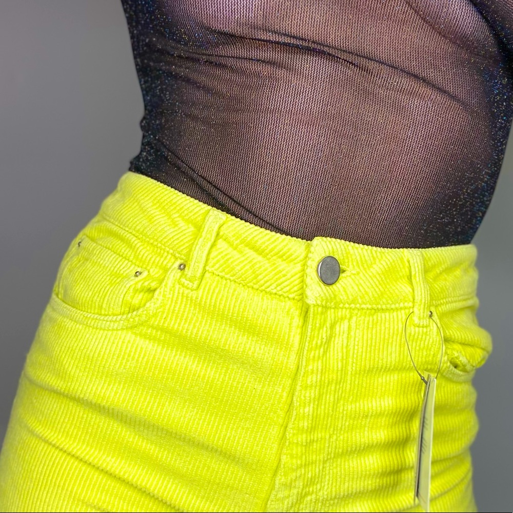 ASOS Corduroy neon yellow jeans, tags on